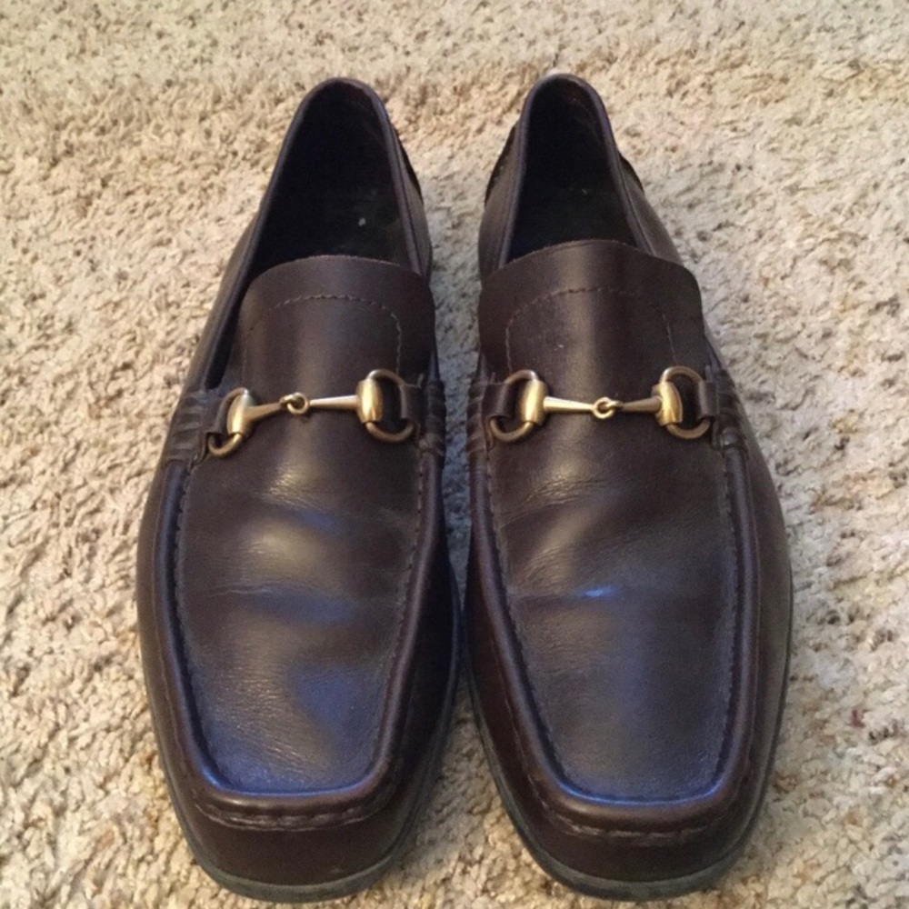 GUCCI HORSEBIT BROWN LEATHER LOAFERS European 10